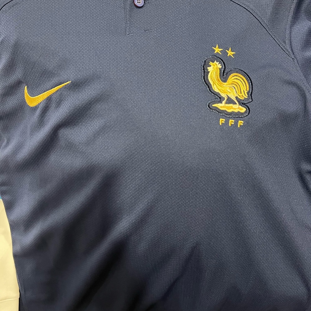 France Nike Soccer Jersey Navy Gold FFF Dri-Fit Size S
